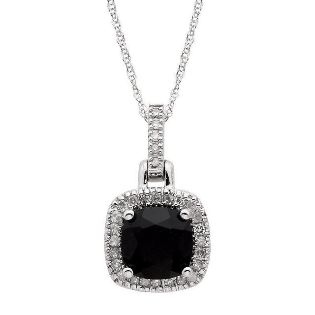 Onyx & 1/8 Carat T.W. Diamond 10k Gold Halo Pendant Necklace, Womens Pink Product Image