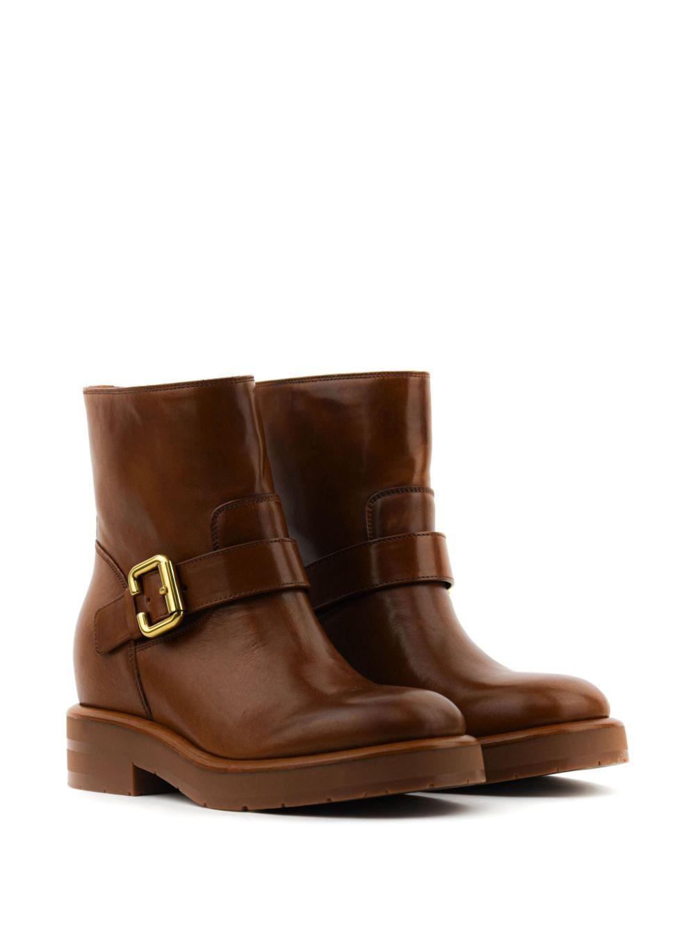 CHLOÉ Coddington Leather Ankle Boots In Brown Product Image