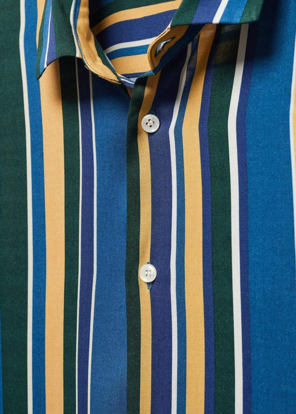 MANGO MAN - Short sleeve striped shirt blueMen Product Image