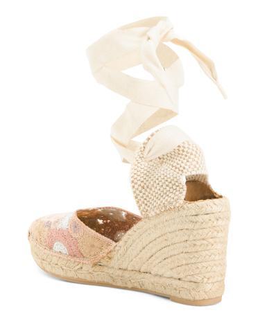 Crochet Espadrille Wedge Sandals for Women Product Image