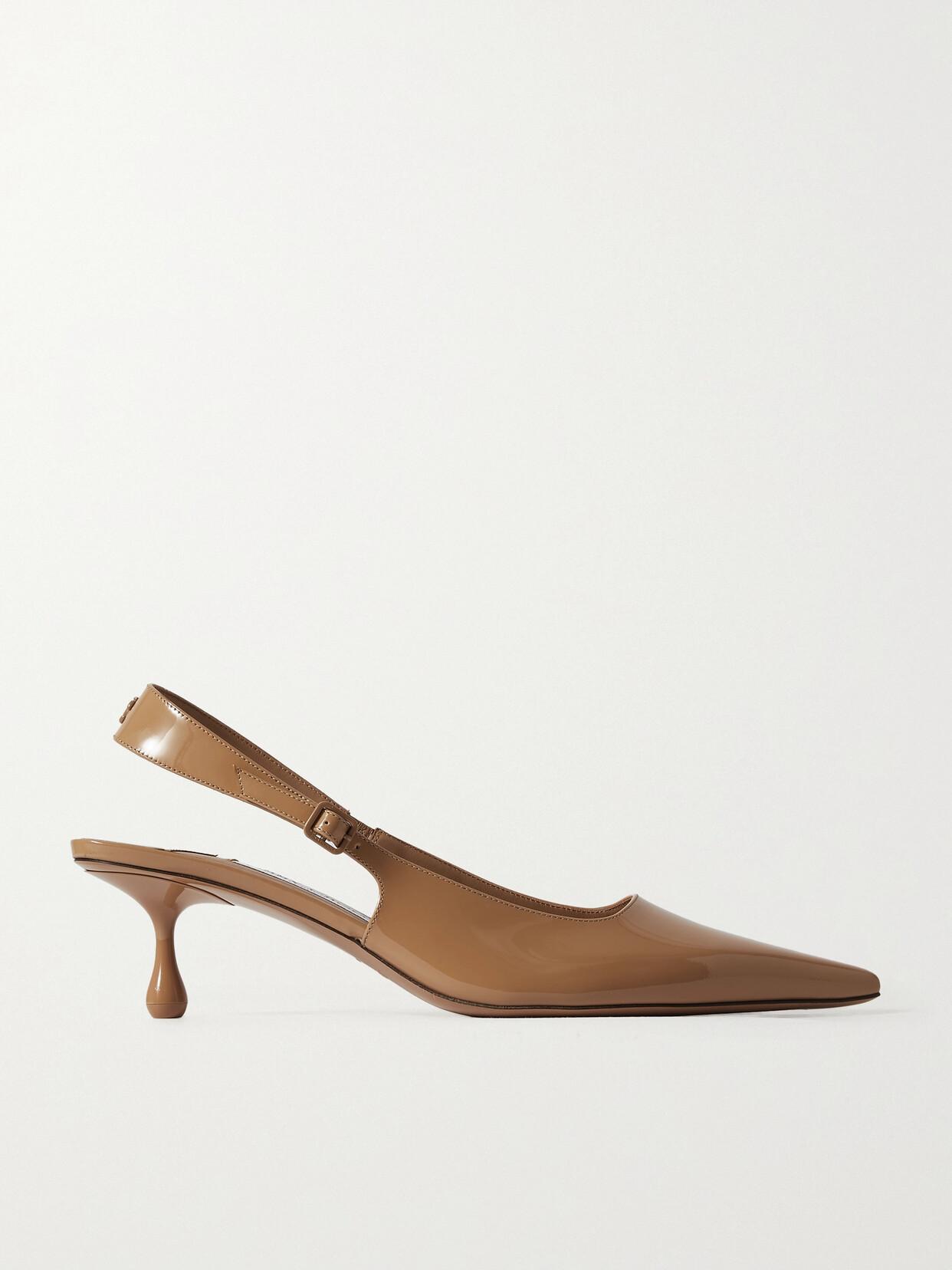 JIMMY CHOO Amel 50 Leather Slingback Pumps In Neutrals product image