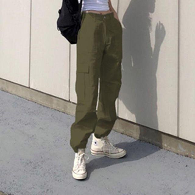 High-Waist Straight Leg Cargo Pants Product Image