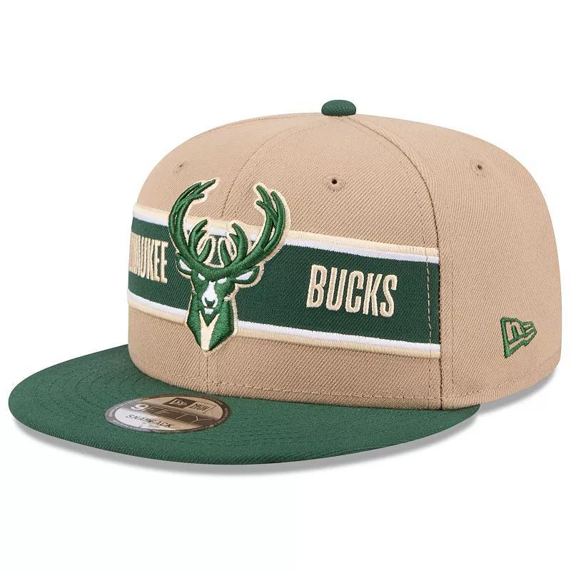 Mens New Era Tan/Hunter Green Milwaukee Bucks 2024 NBA Draft 9FIFTY Snapback Hat Product Image