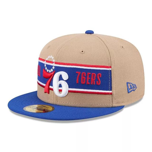 Mens New Era Tan/Royal Philadelphia 76ers 2024 NBA Draft 59FIFTY Fitted Hat Product Image