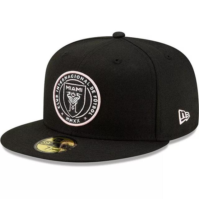 Mens New Era Black Inter Miami CF Team Primary Logo 59FIFTY Fitted Hat Product Image