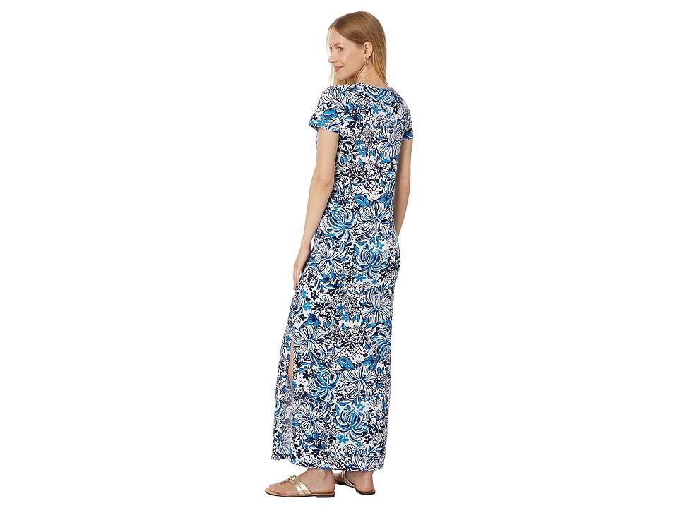 Lilly Pulitzer Etta Short Sleeve Maxi Dress (Low Tide Navy Pandarama) Women's Dress Product Image