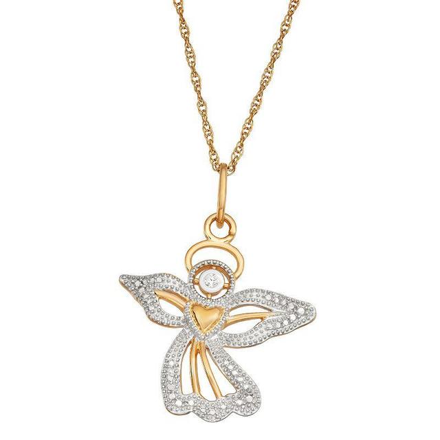 Jewelexcess 14k Gold Over Sterling Silver Diamond Accent Angel Pendant Necklace, Womens Two Tone Product Image