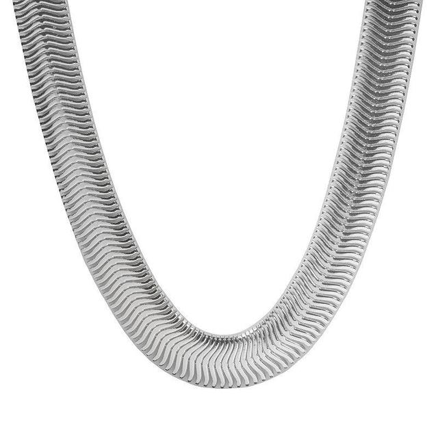 Emberly Silver Tone Herringbone Chain Necklace, Womens, None Product Image