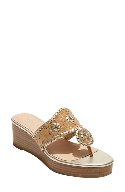 Jack Rogers Jacks Mid Wedge - Stacked Cork (Metallic Cork/Pltainum) Women's Sandals Product Image