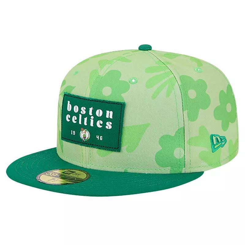 New Era Mens Kelly-Green Boston Celtics Palm Fronds 2-Tone 59FIFTY Fitted Hat Product Image