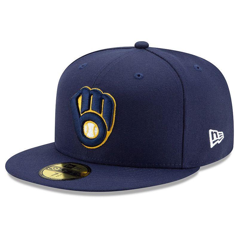 Mens New Era Milwaukee Brewers Home Authentic Collection On-Field 59FIFTY Fitted Hat Blue Product Image