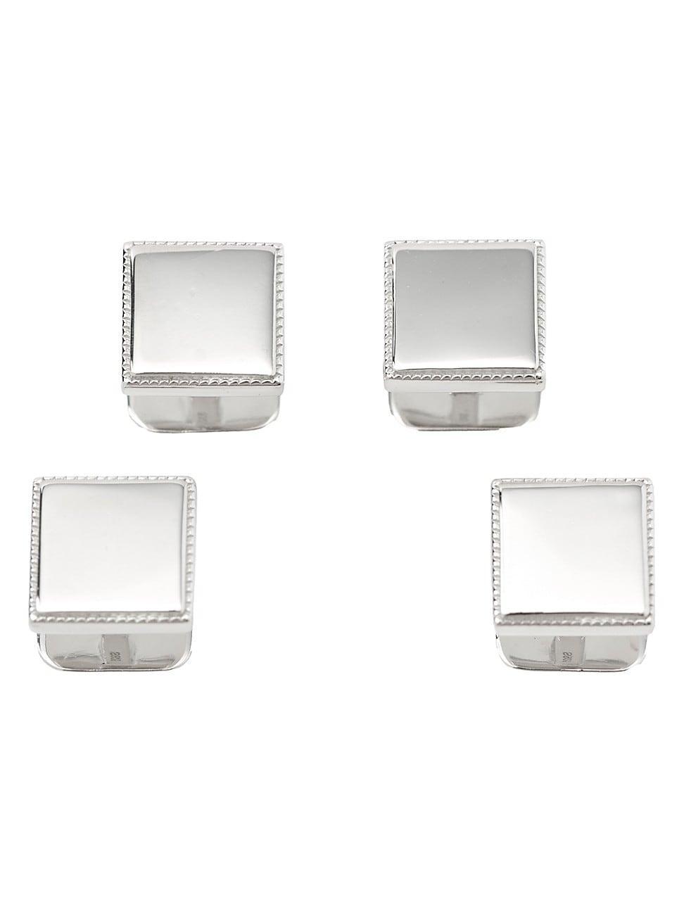 Mens Sterling Silver Square Shirt Studs Product Image