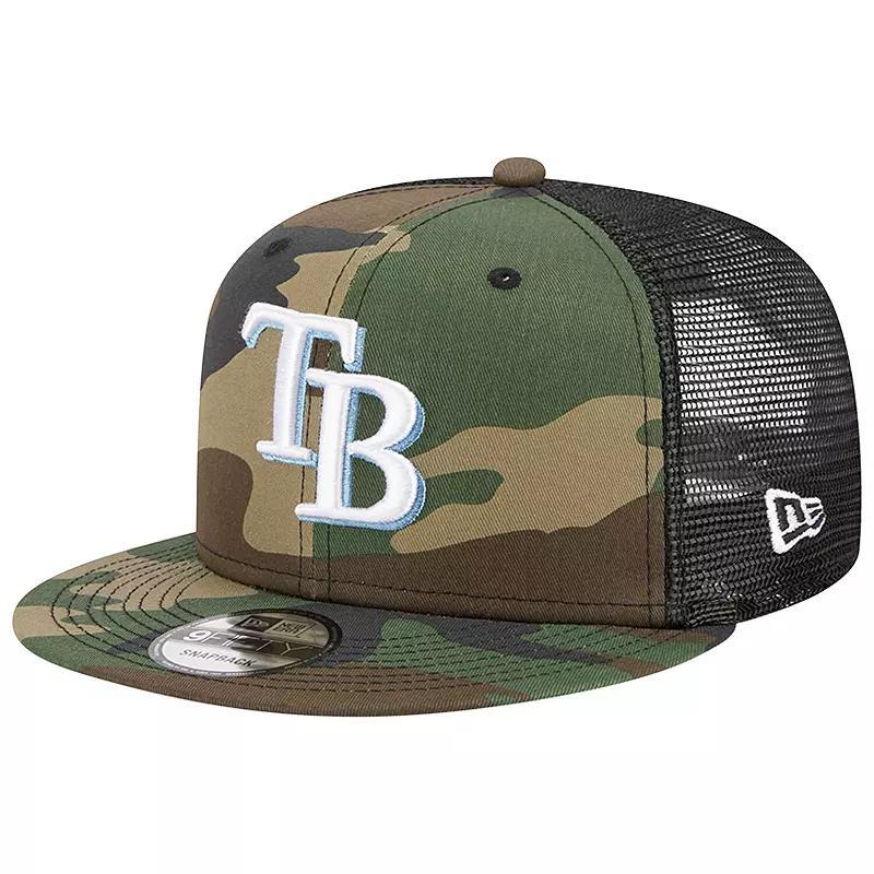 Mens New Era Camo Tampa Bay Rays Woodland Camo Trucker 9FIFTY Snapback Hat Product Image