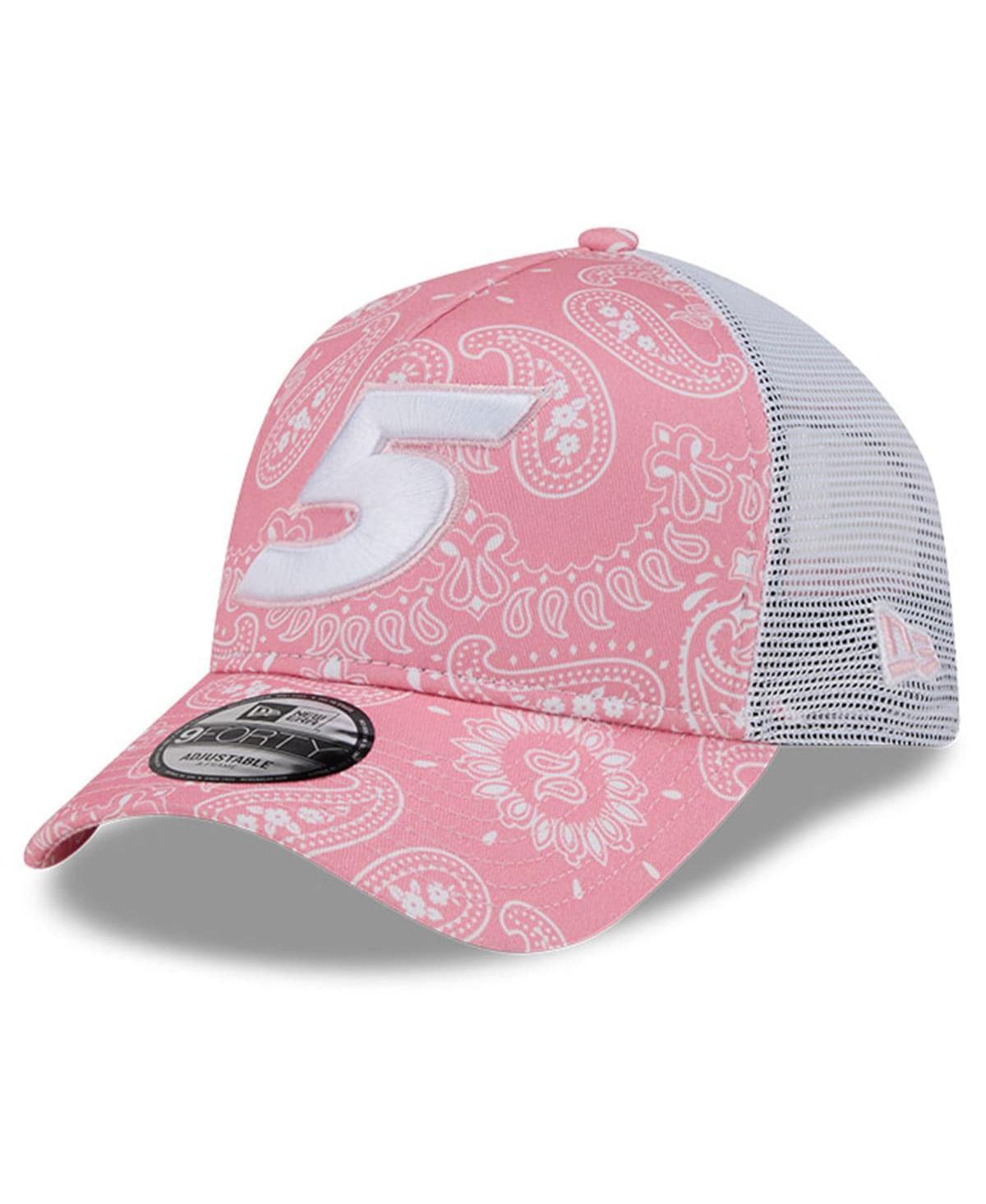 New Era Mens Pink Kyle Larson 9FORTY A-Frame Trucker Paisley Adjustable Hat Product Image