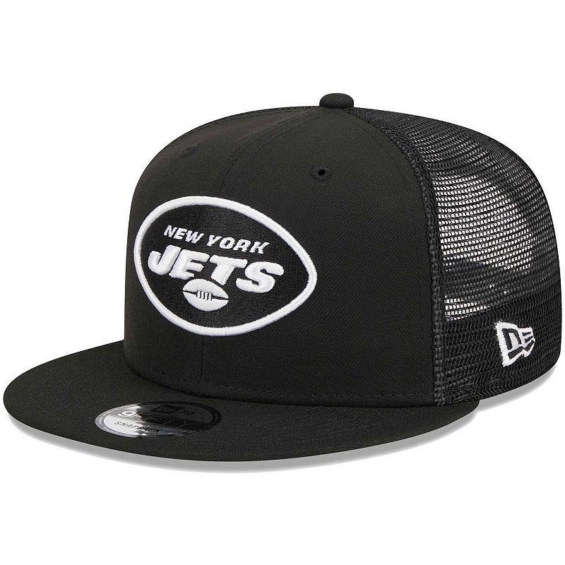 Mens New Era Black New York Jets Main Trucker 9FIFTY Snapback Hat Product Image