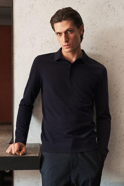 Slim Fit Wool Polo Shirt Product Image