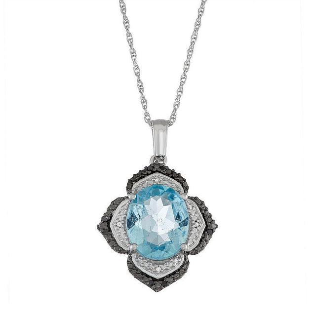 Jewelexcess Sterling Silver Sky Blue Topaz & Diamond Accent Flower Pendant Necklace, Womens Product Image