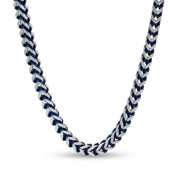 Men's 5.0mm Foxtail Chain Necklace in Stainless Steel and Blue IP - 22" Product Image