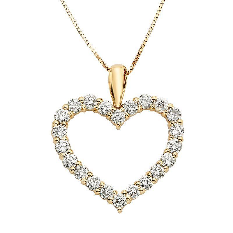 1 Carat T.W. IGL Certified Diamond 14k Gold Heart Pendant Necklace, Womens, Size: 18, White Product Image