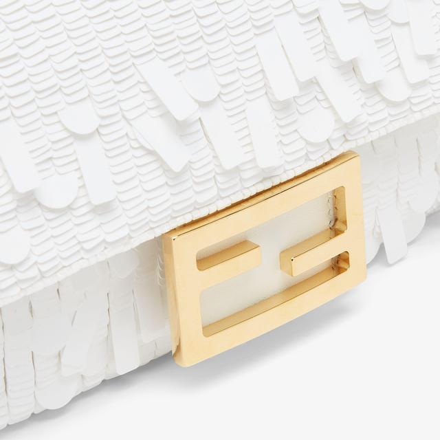 Baguette MiniWhite sequin and leather bag Product Image