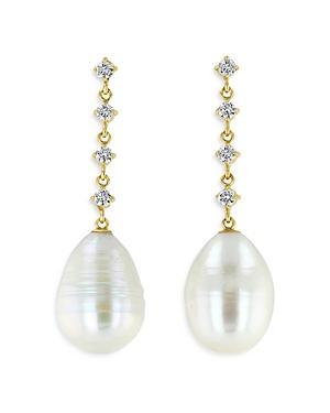 Zoe Chicco 14k Yellow Gold Linked Prong Diamond & Cultured Baroque Pearl Drop Earrings Product Image