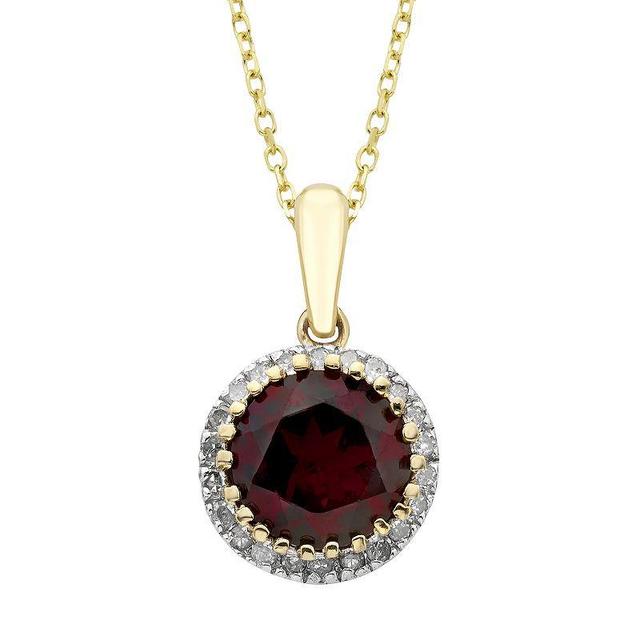 10k Rose Gold Garnet & 1/8 Carat T.W. Diamond Pendant Necklace, Womens Yellow Product Image