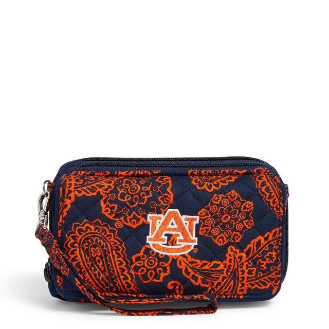 Vera Bradley Collegiate RFID All in One Crossbody Bag Women in Navy/Orange Bandana with Auburn University Logo Blue/Orange Product Image