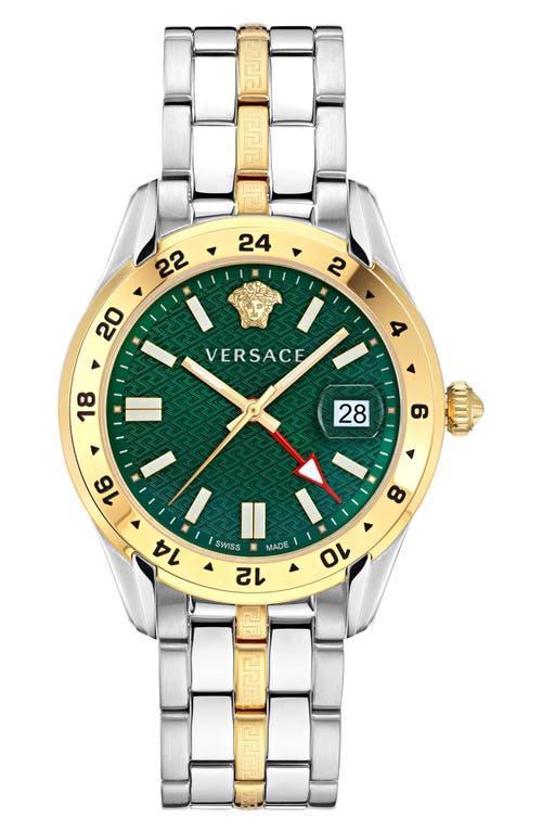 Versace Mens Swiss Greca Time Gmt Two-Tone Stainless Steel Bracelet Watch 41mm Product Image