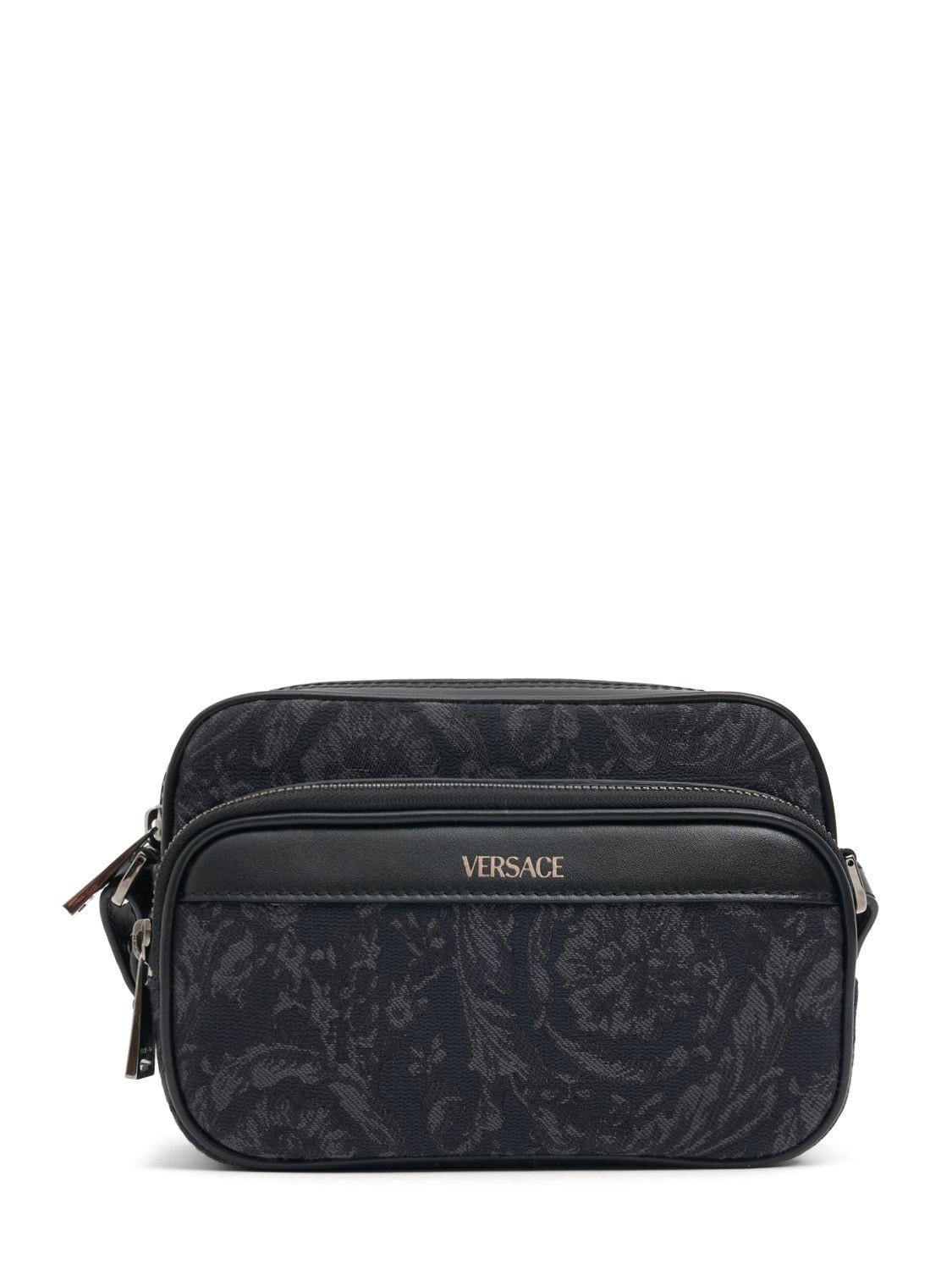 VERSACE Small Jacquard Canvas Crossbody Bag In Black Product Image