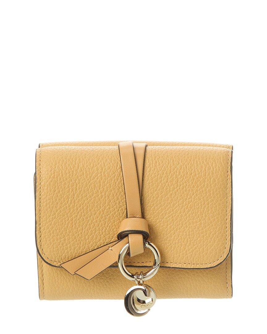 Alphabet Leather French Wallet In Beige Product Image