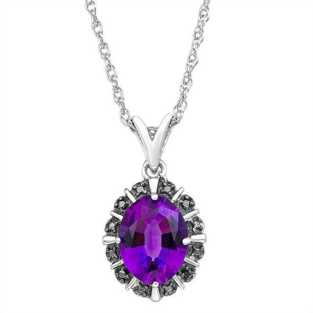 Jewelexcess Sterling Silver Gemstone & Black Diamond Accent Pendant Necklace, Womens Purple Product Image