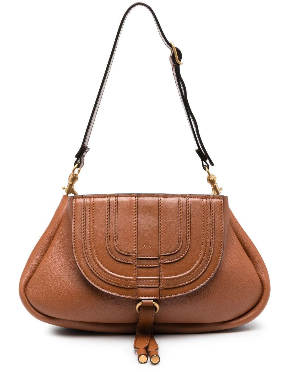 Leather Shoulder Bag Adjustable Strap In Brown Product Image