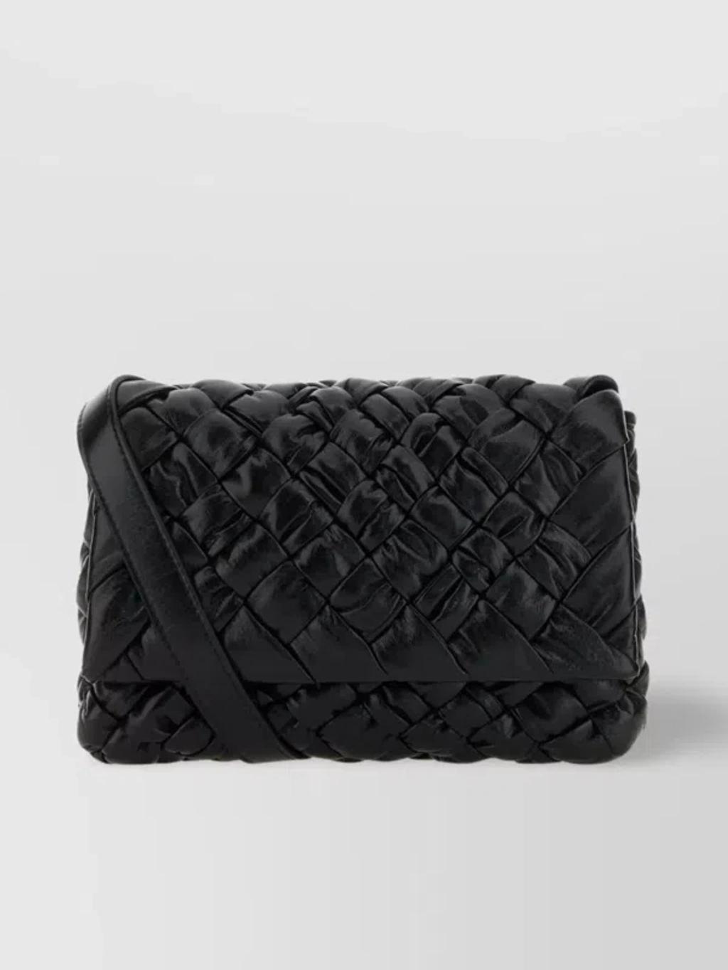 BOTTEGA VENETA Leather Crossbody Bag In Black,parakeet Product Image