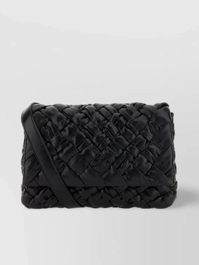 BOTTEGA VENETA Leather Crossbody Bag In Black,parakeet Product Image