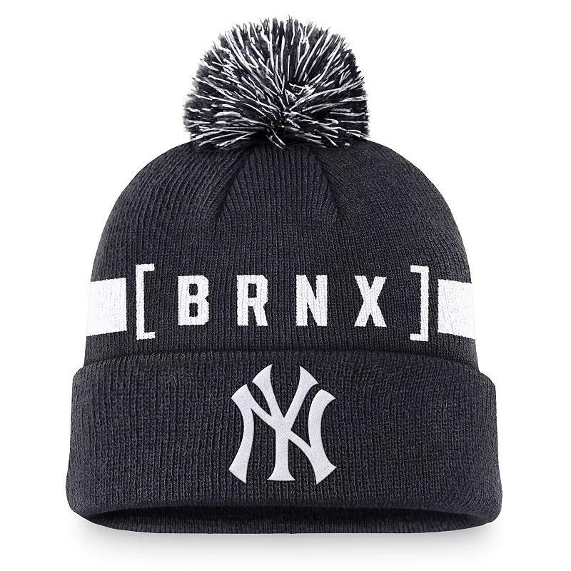 Mens Nike New York Yankees Hometown Peak Cuffed Knit Hat with Pom, Blue Product Image