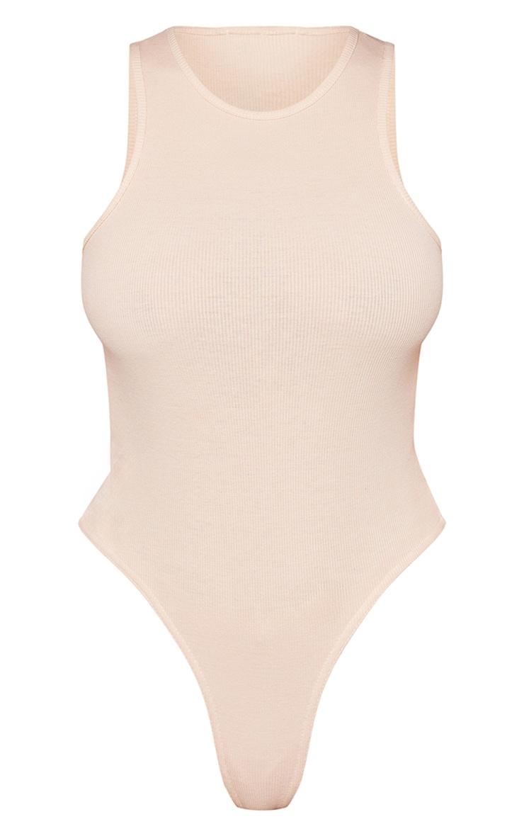 Stone Soft Ribbed Racer Bodysuit Product Image