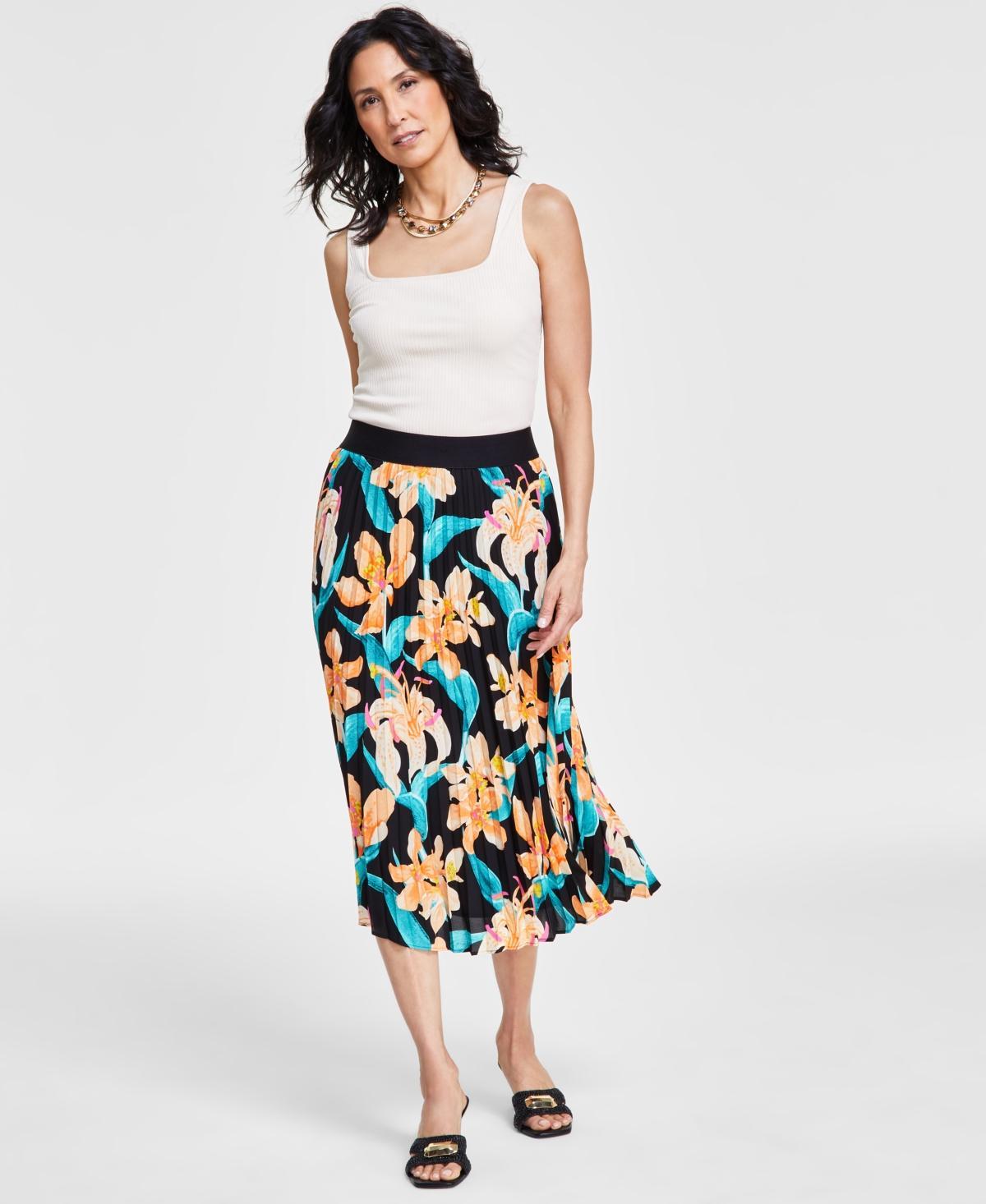 I.n.c. International Concepts Womens Pleated Floral-Print Midi Skirt, Created for Macys product image