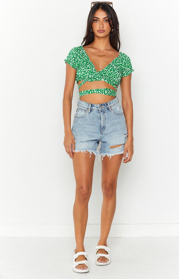 Colette Green Floral Crop Top Product Image