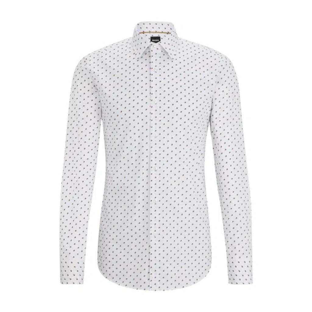 HUGO BOSS Slim-fit Shirt In Printed Stretch Cotton In White Product Image