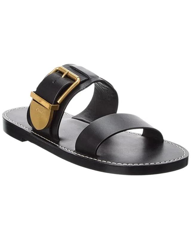 Rebecca Double Strap Leather Sandal In Black Product Image