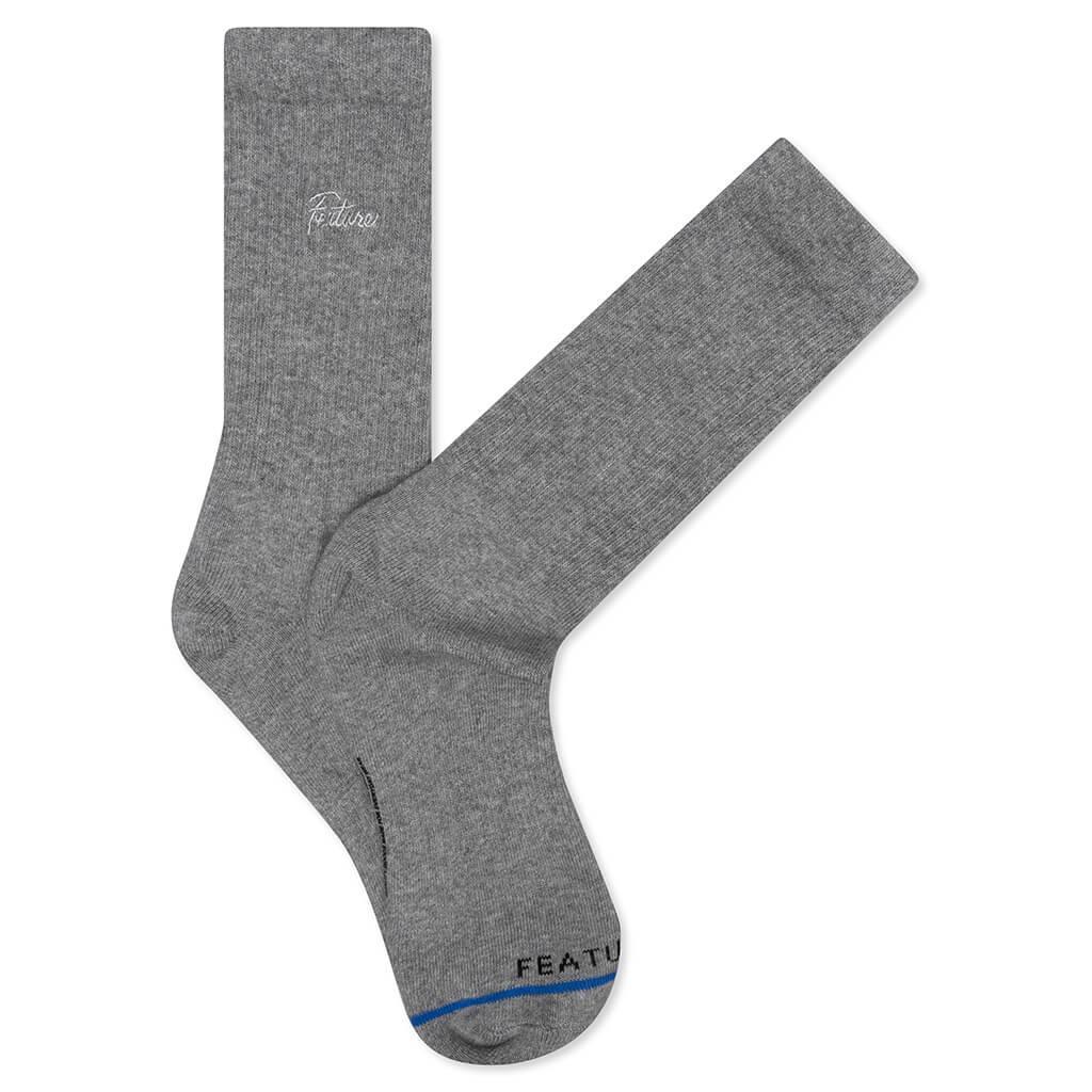 Tonal Script Crew Sock - Heather Grey/Black/White (3-Pack) Male Product Image