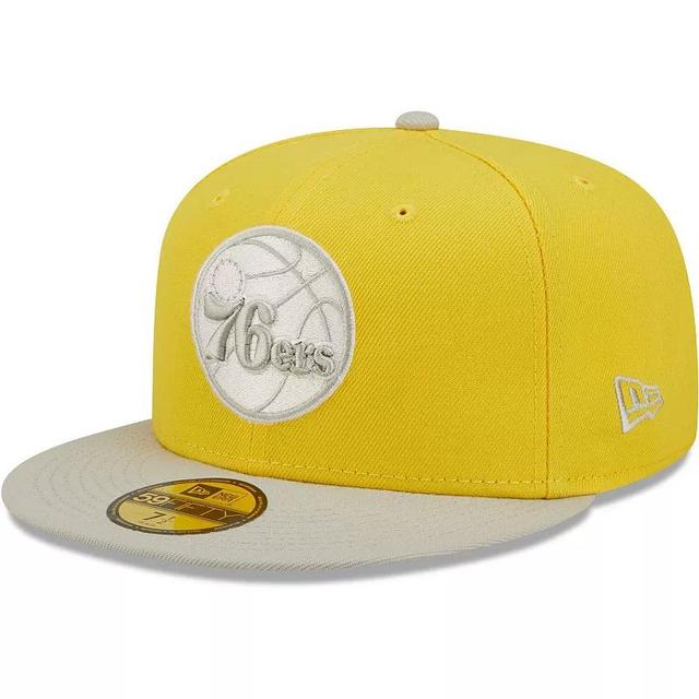 Mens New Era Yellow/Gray Philadelphia 76ers Color Pack 59FIFTY Fitted Hat Product Image