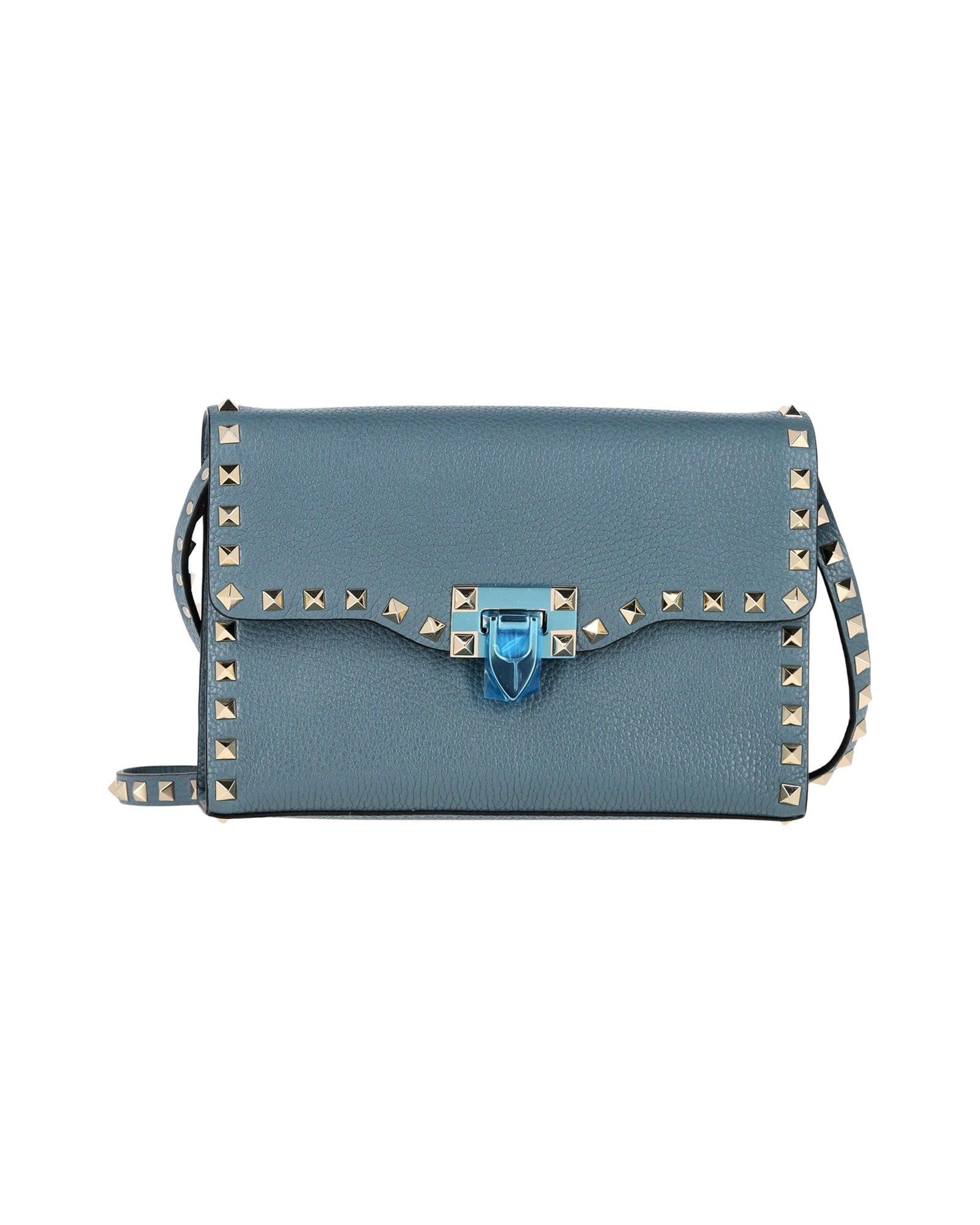 VALENTINO GARAVANI Rockstud Foldover Top Small Shoulder Bag In Blue Product Image