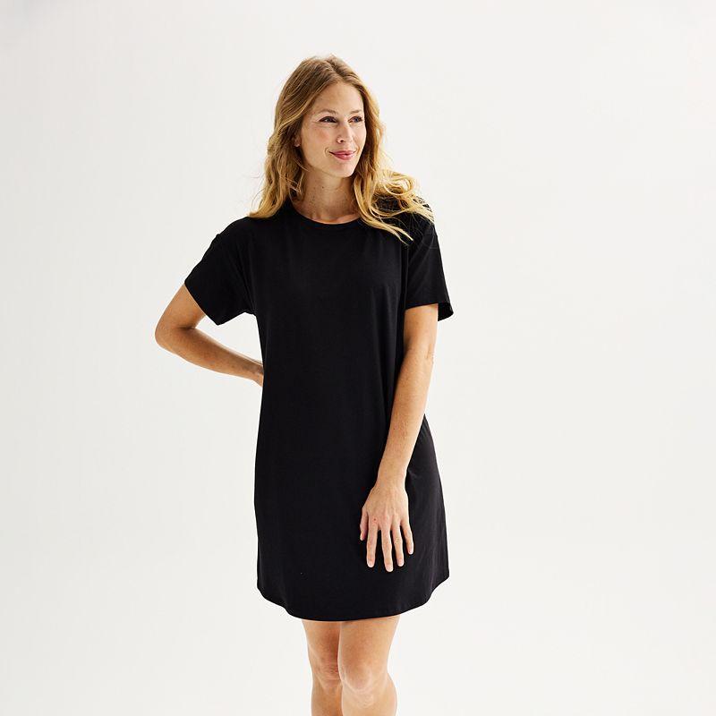 Womens Sonoma Goods For Life Long Knit Short Sleeve Sleep Shirt Product Image