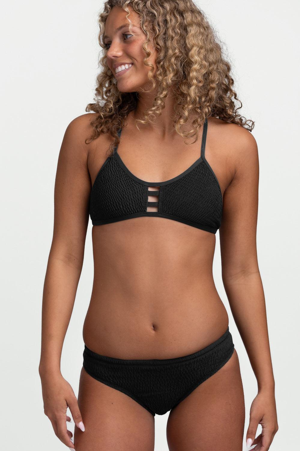 Andy Smocked Bikini Bottom - Black Female Product Image