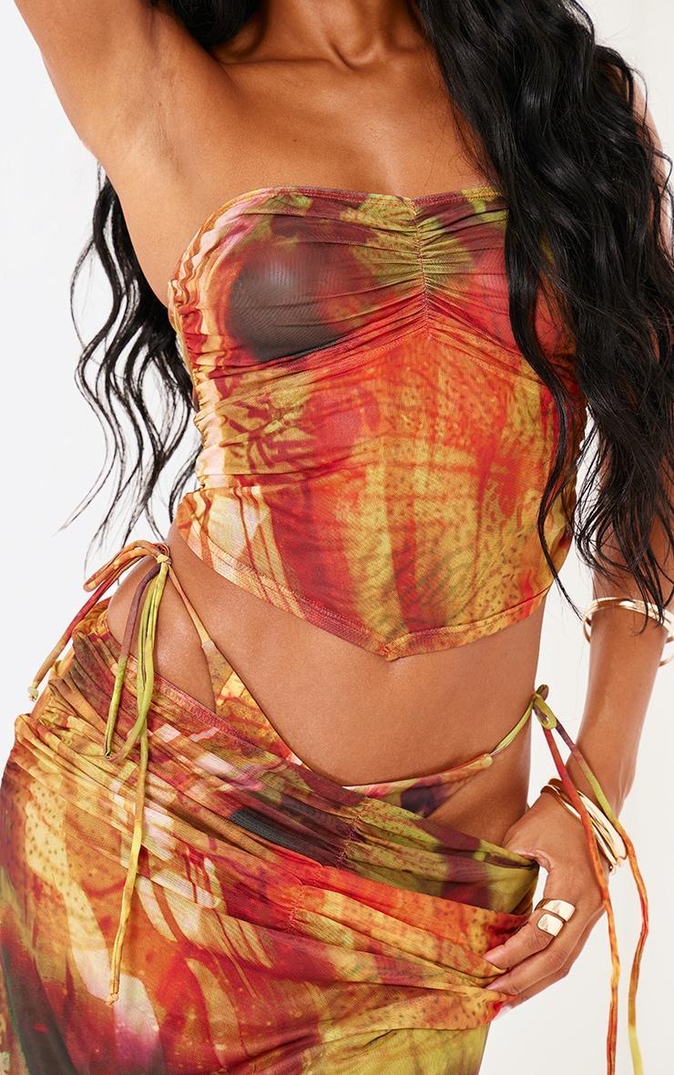 Multi Palm Print Mesh Bandeau Bandana Beach Top Product Image