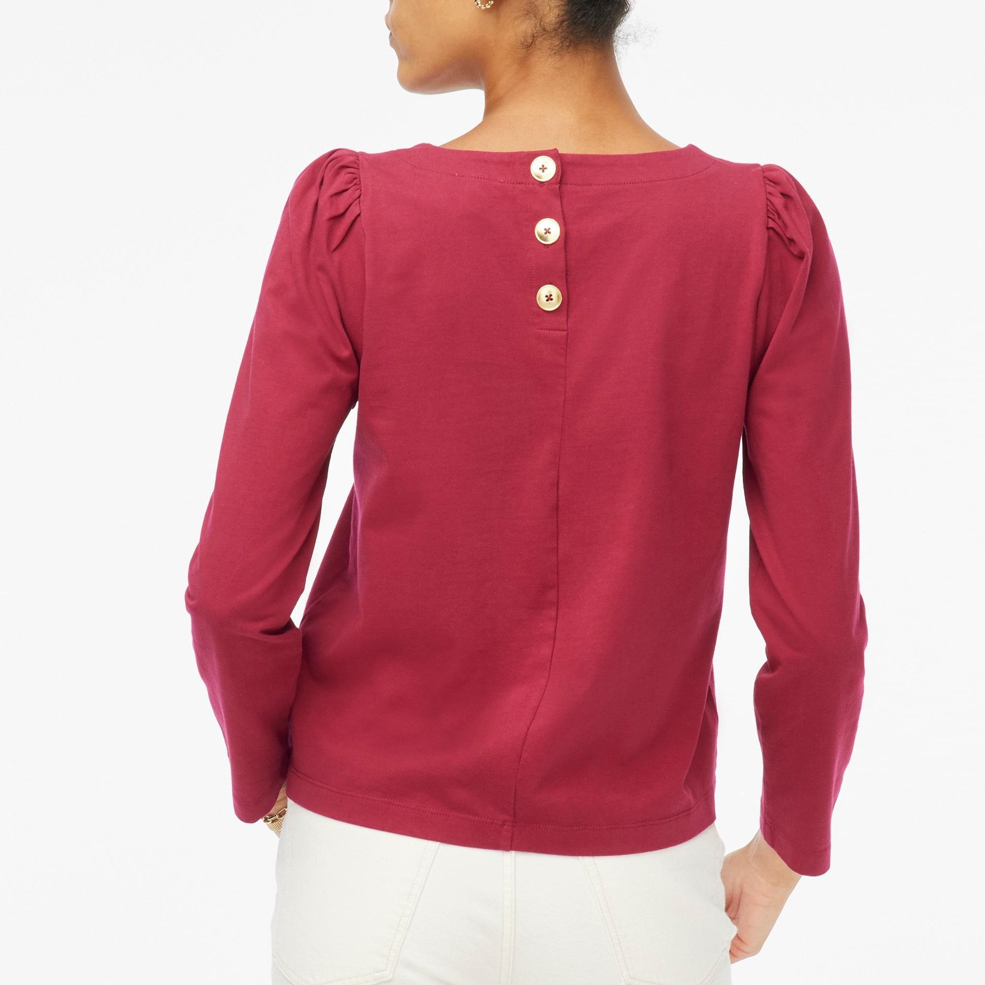 Puff-sleeve button-back top Product Image