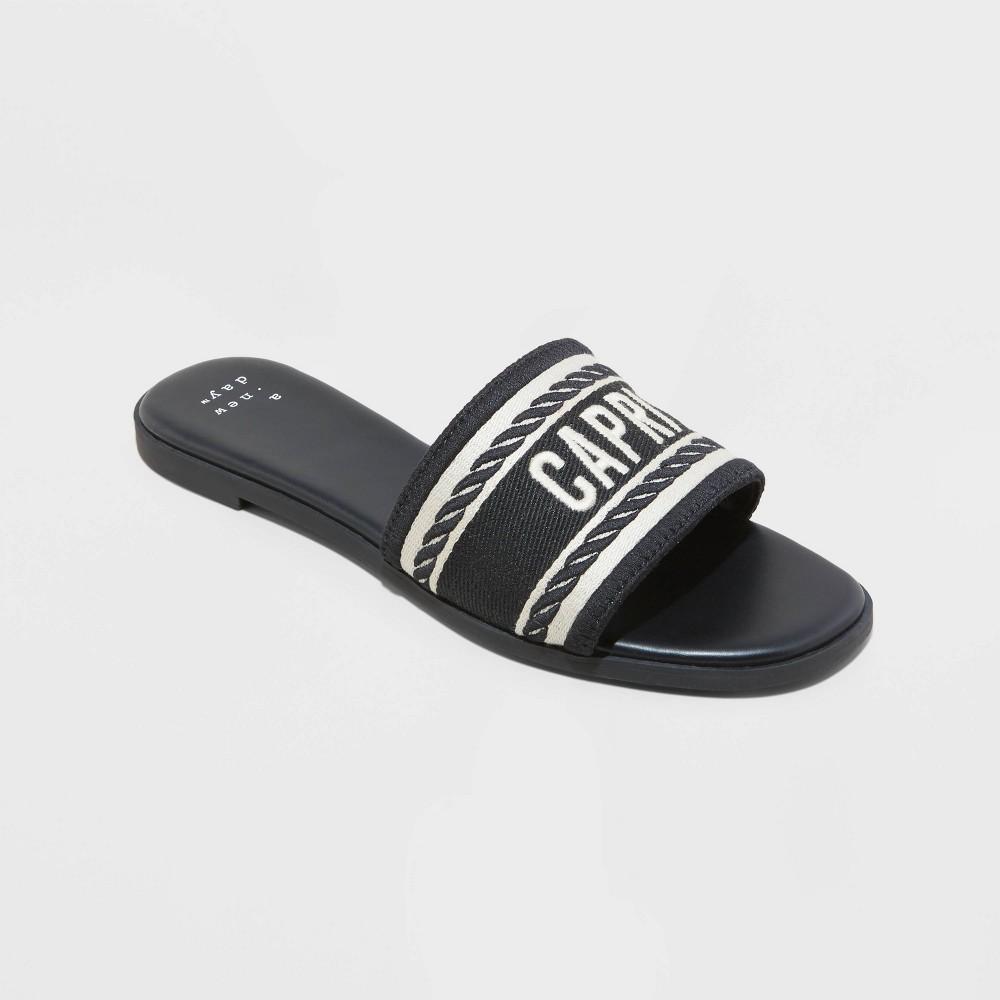 Womens Nat Slide Sandals - A New Day Black 9.5 Product Image