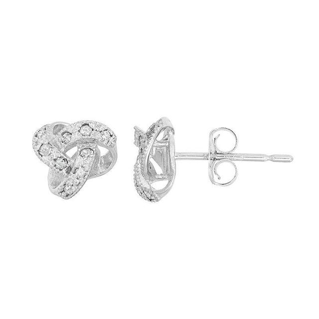 Tiara 10k White Gold 1/10 Carat T.W. Diamond Love Knot Stud Earrings, Womens Product Image