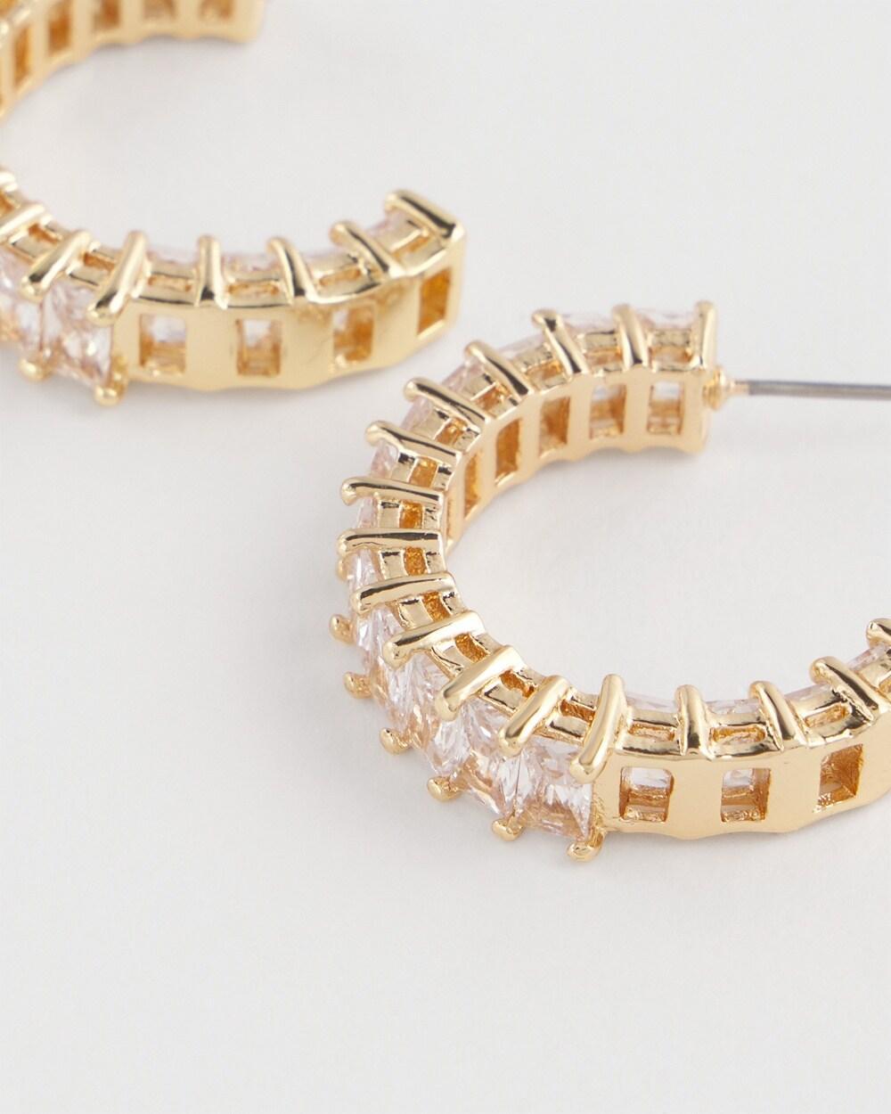 No Droop™ Gold Tone Baguette Hoop Earrings   Chico's - Gold - Women Product Image